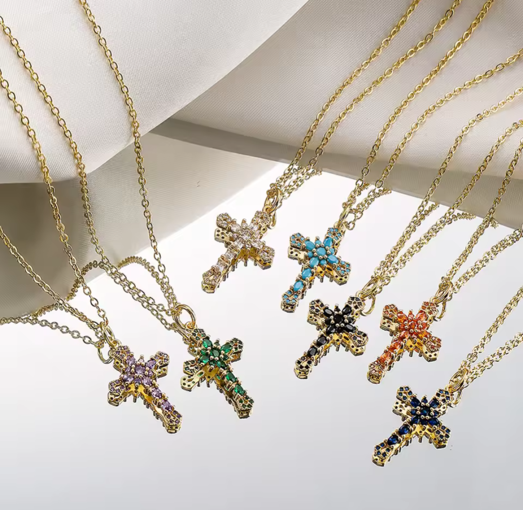 Colorful Cross Pendant Necklace
