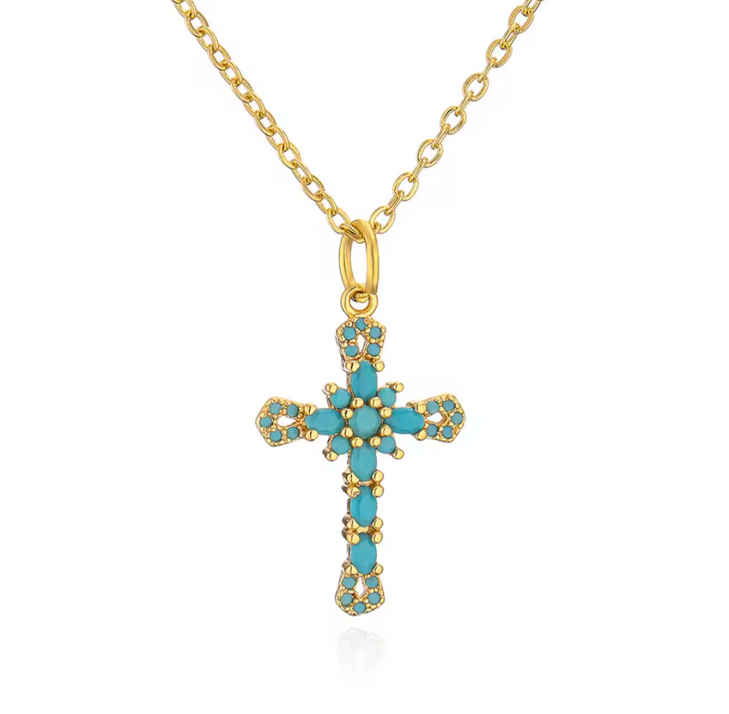 Colorful Cross Pendant Necklace