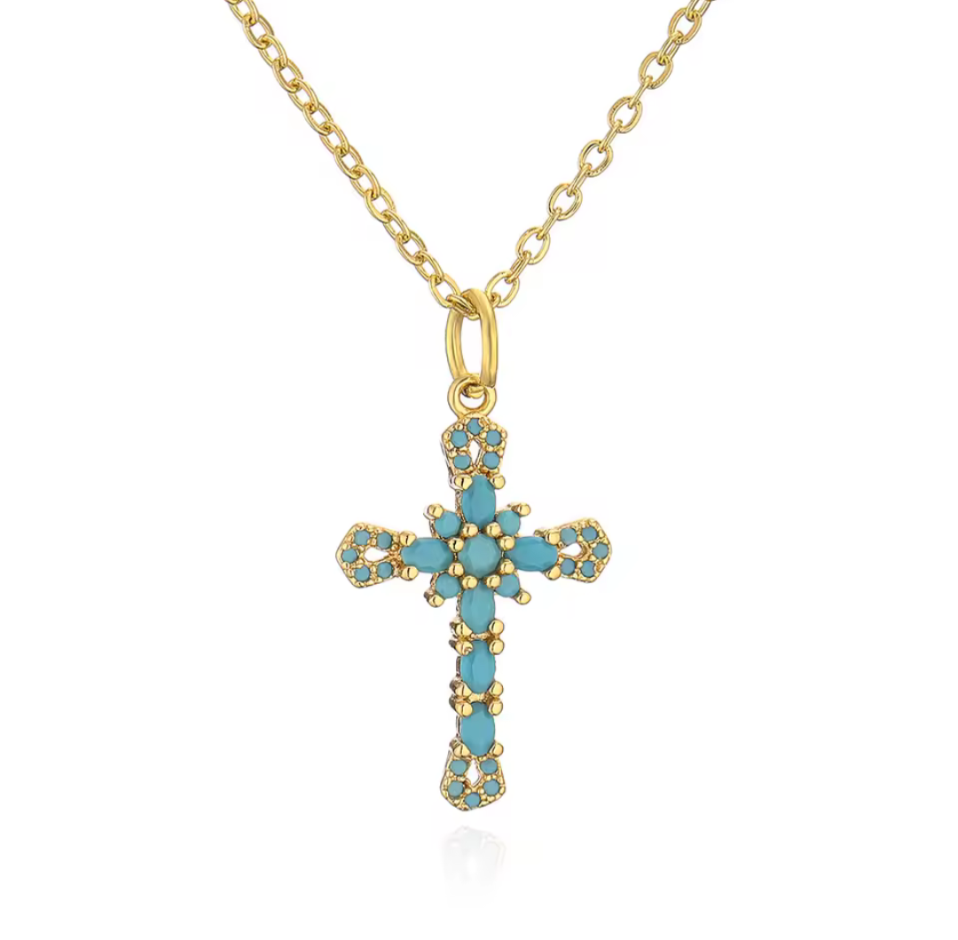 Colorful Cross Pendant Necklace