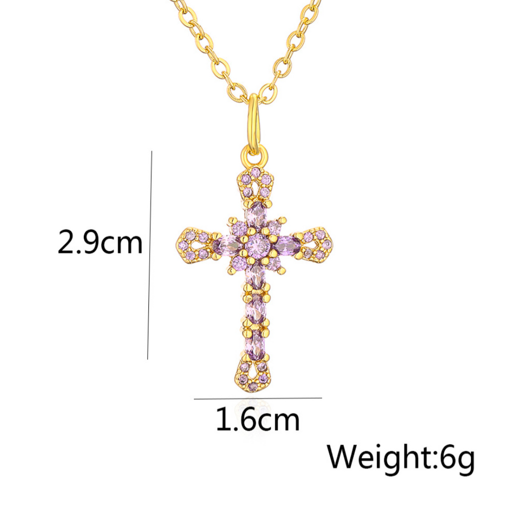 Colorful Cross Pendant Necklace