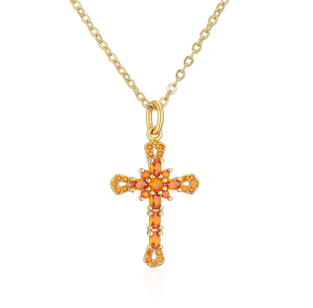 Colorful Cross Pendant Necklace