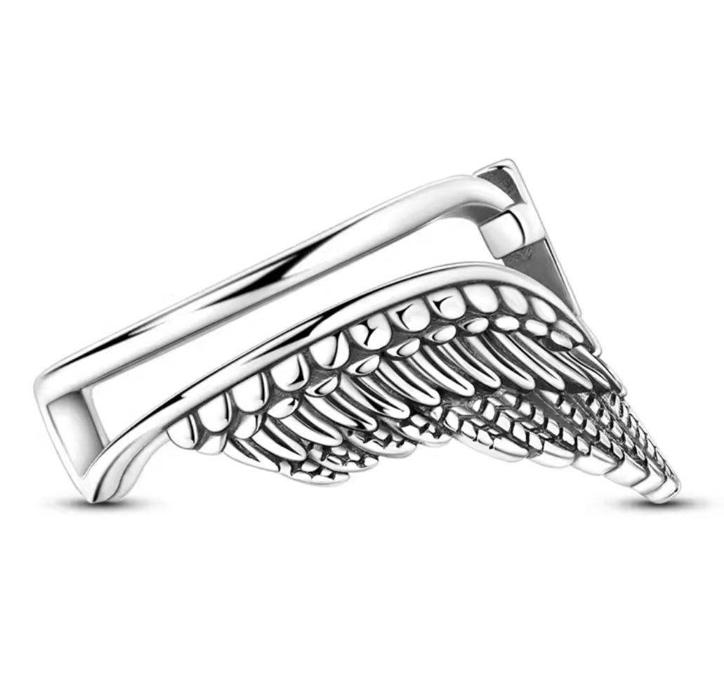 Vintage Angel Wings & Cross Double Band Ring Adjustable Open Ring